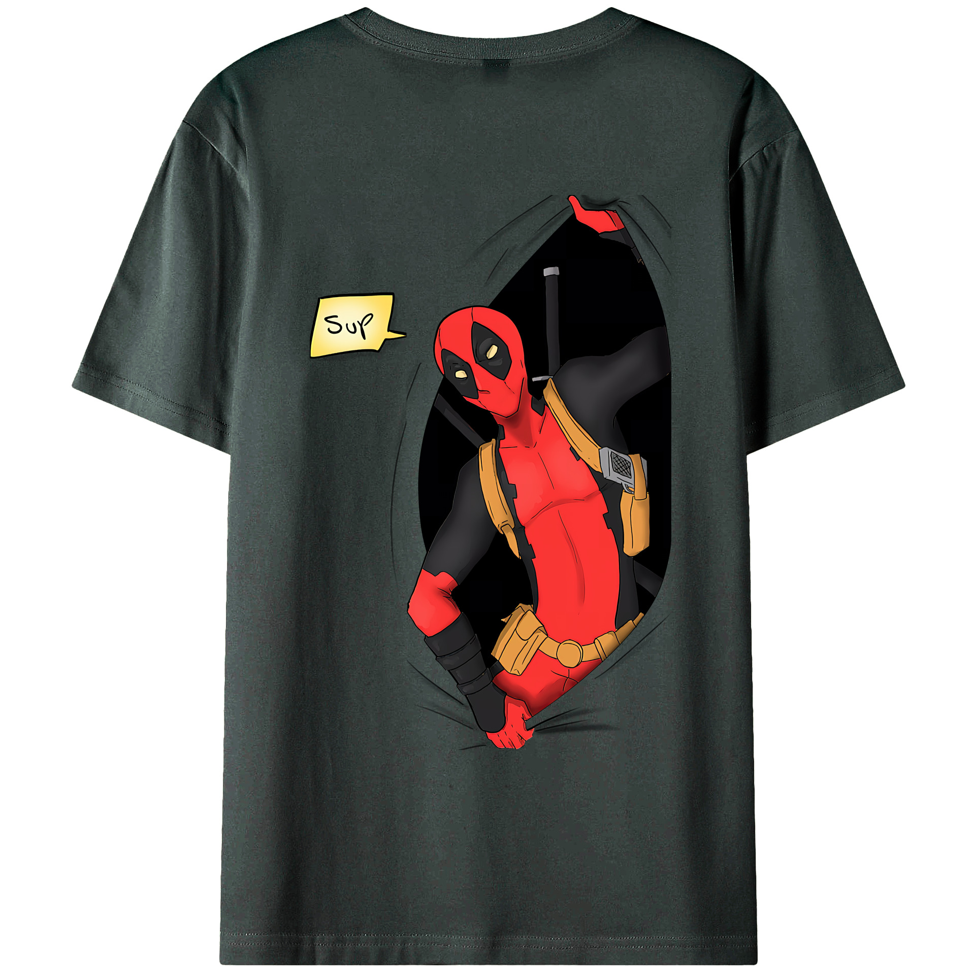 （画像用） Deadpool デッドプール 綿100％ メンズ半袖Tシャツ（バックプリント） 通気性